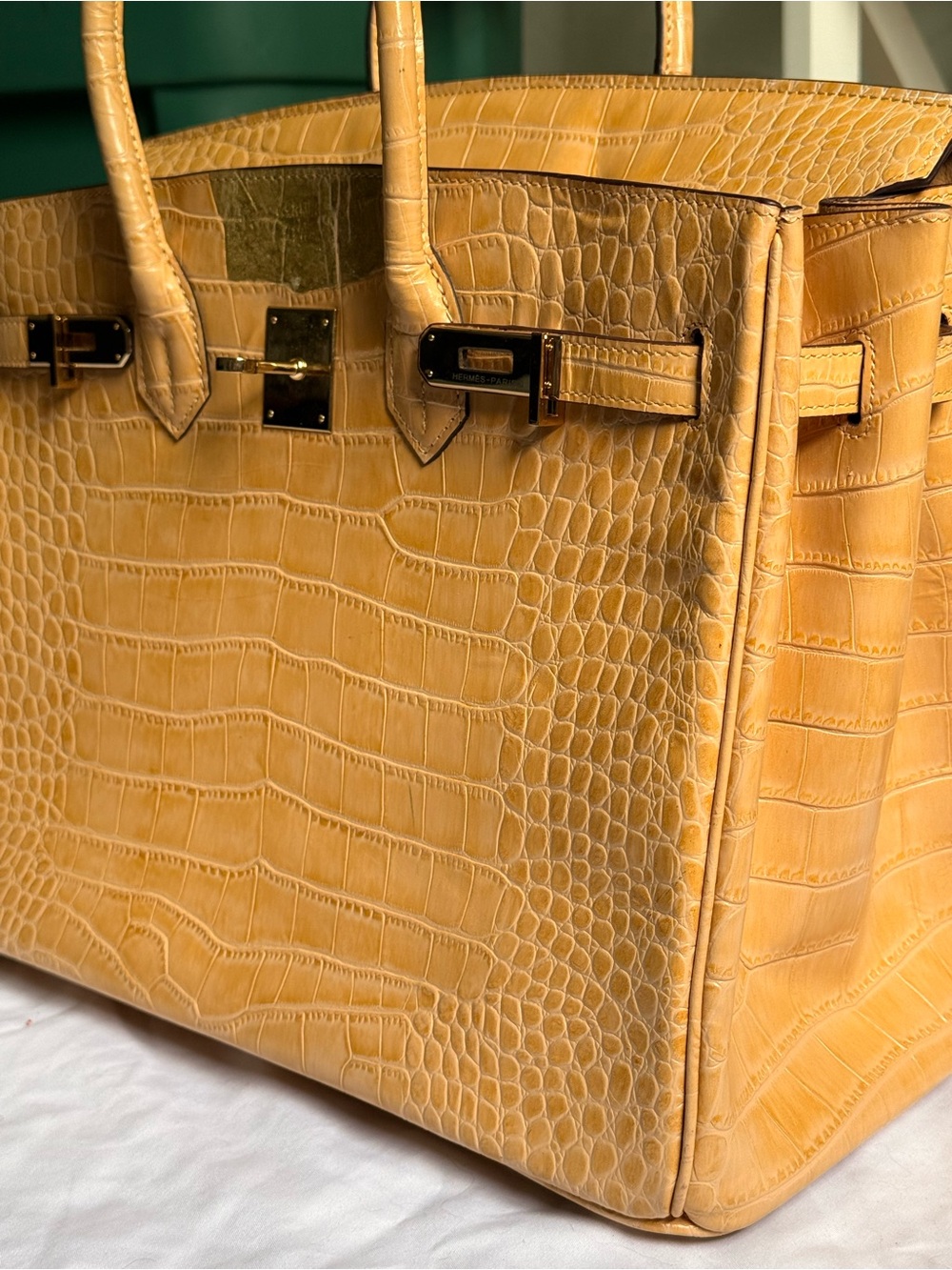 Hermès Birkin 30 Jaune Ambre alligator leather palladium hardware - Picture 6 of 11